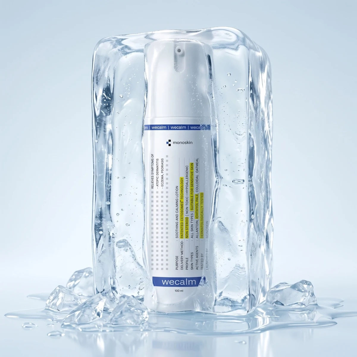 Conceptual WECALM campaign image with an ice block; not storage instructions